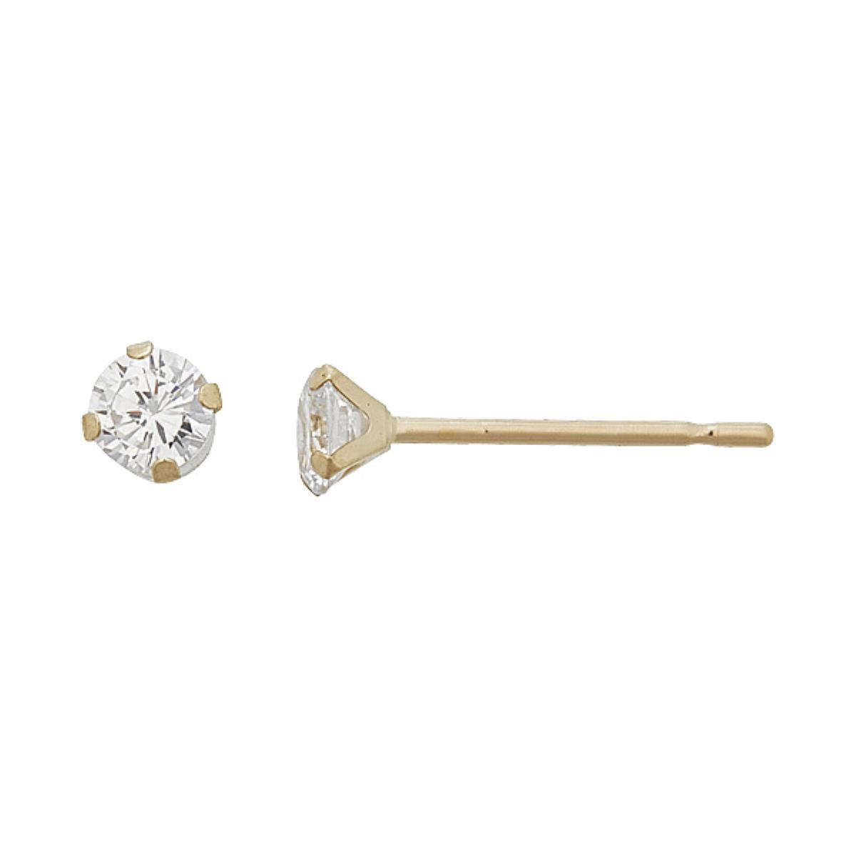 10K Yellow Gold 3mm Martini Round Cut Solitaire Stud Earring
