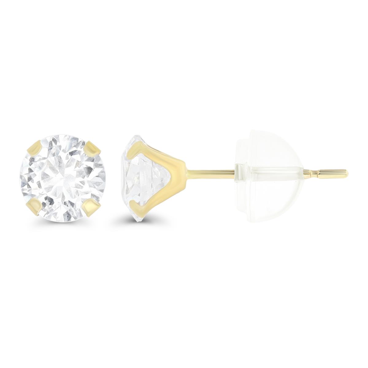 10K Yellow Gold 5mm Martini Round Cut Solitaire Stud Earring
