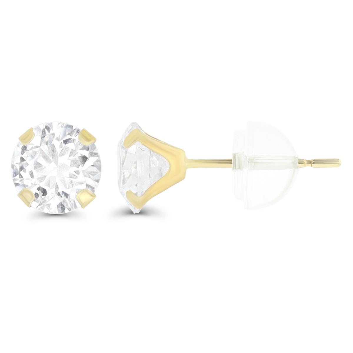10K Yellow Gold 6mm Martini Round Cut Solitaire Stud Earring