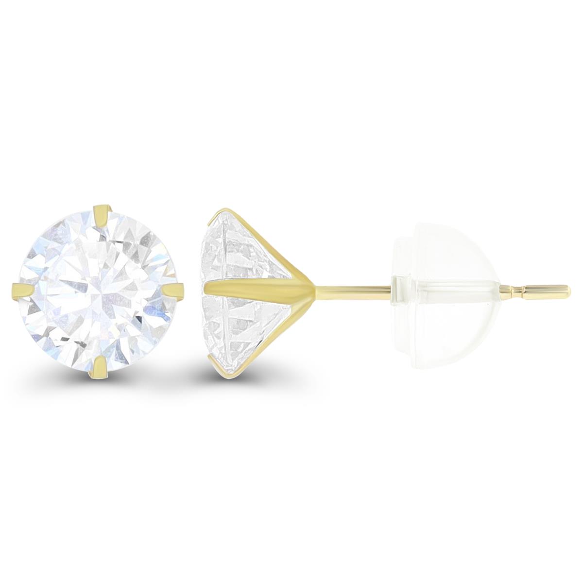 10K Yellow Gold 8mm Martini Round Cut Solitaire Stud Earring