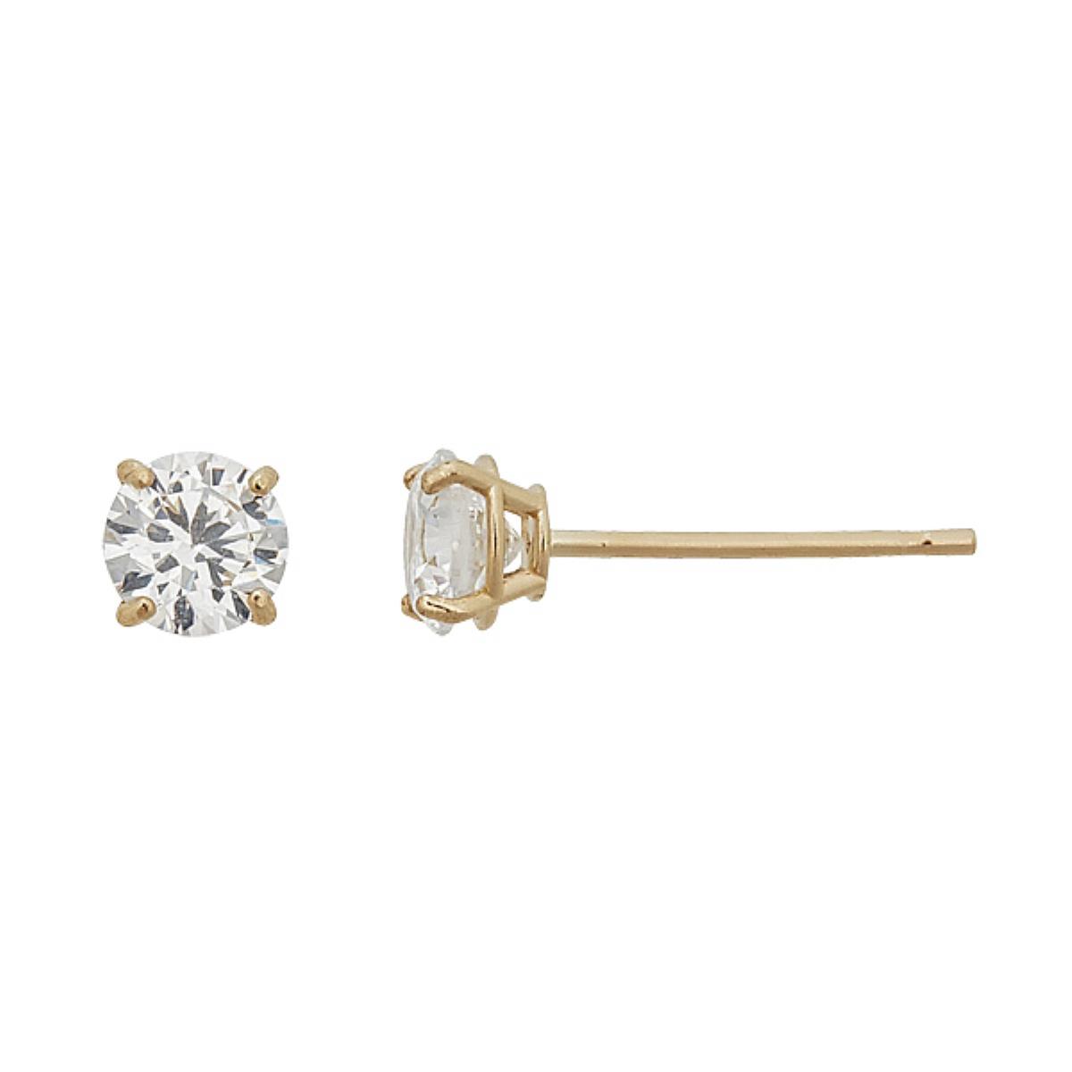 10K Yellow Gold Round Cut Solitaire 2mm Stud Earring