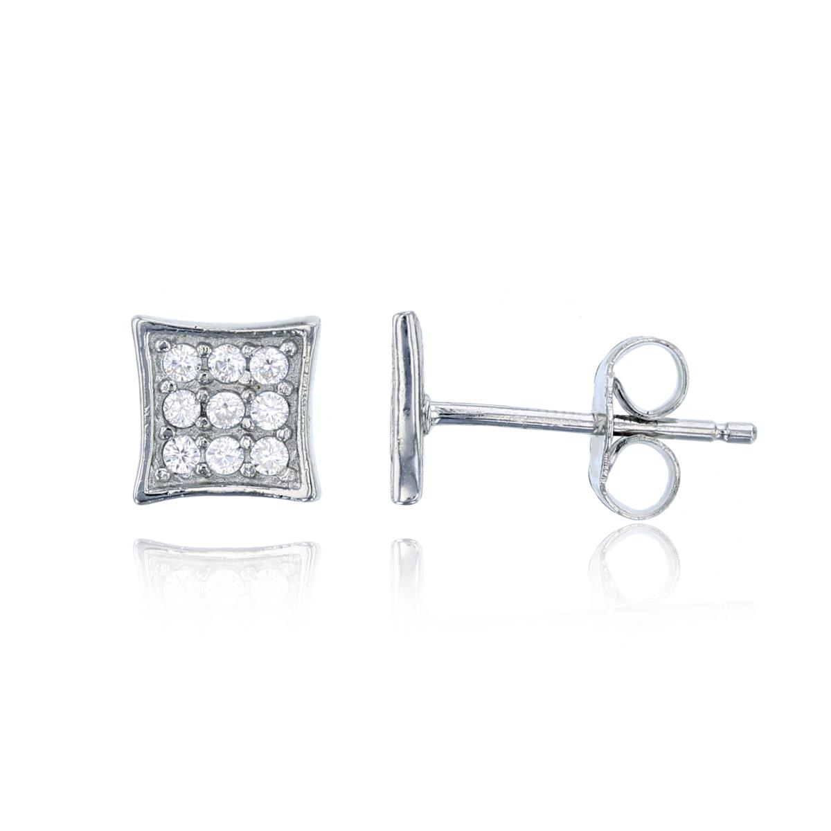 Sterling Silver 3x3mm Curved Square Stud Earring