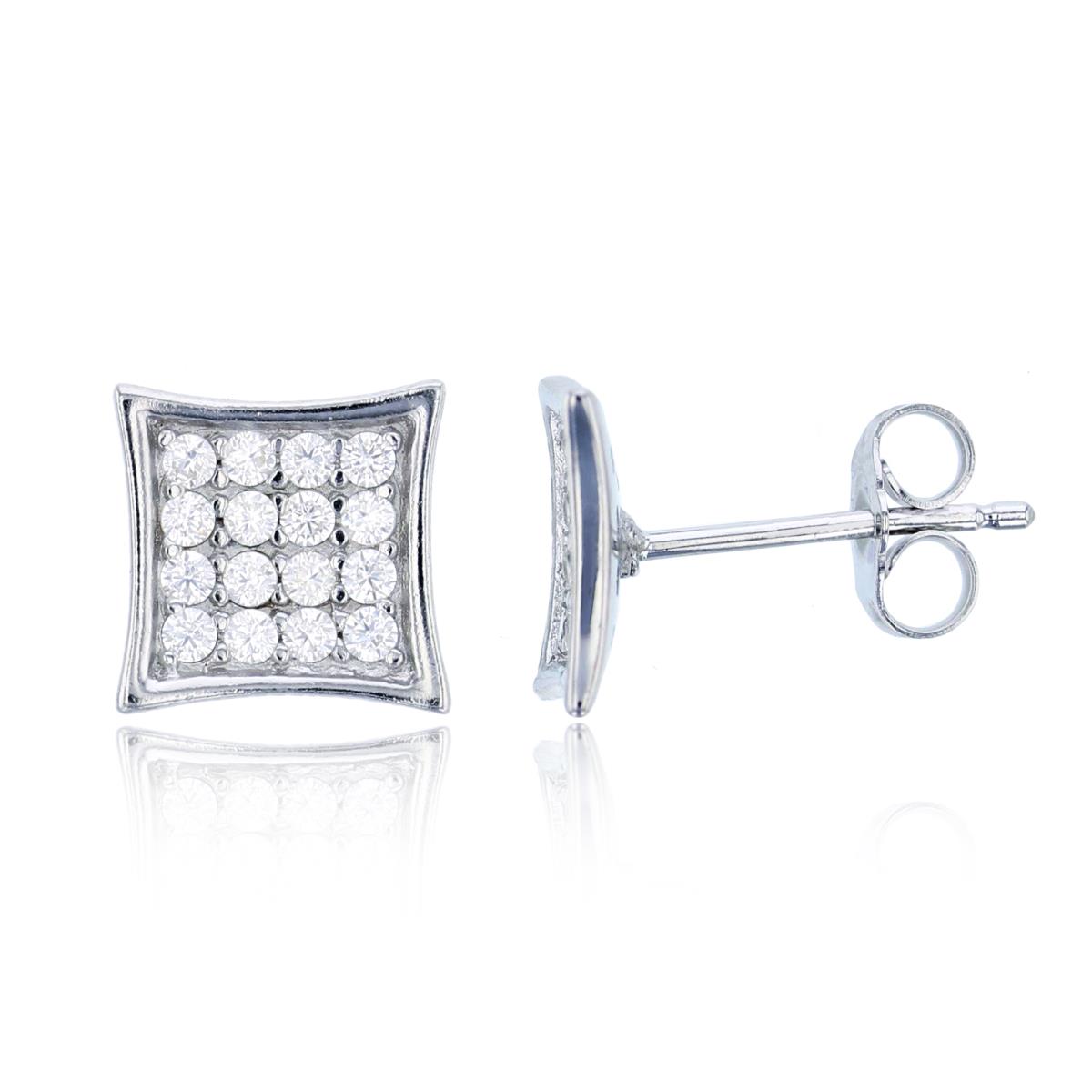 Sterling Silver 4x4mm Curved Square Stud Earring