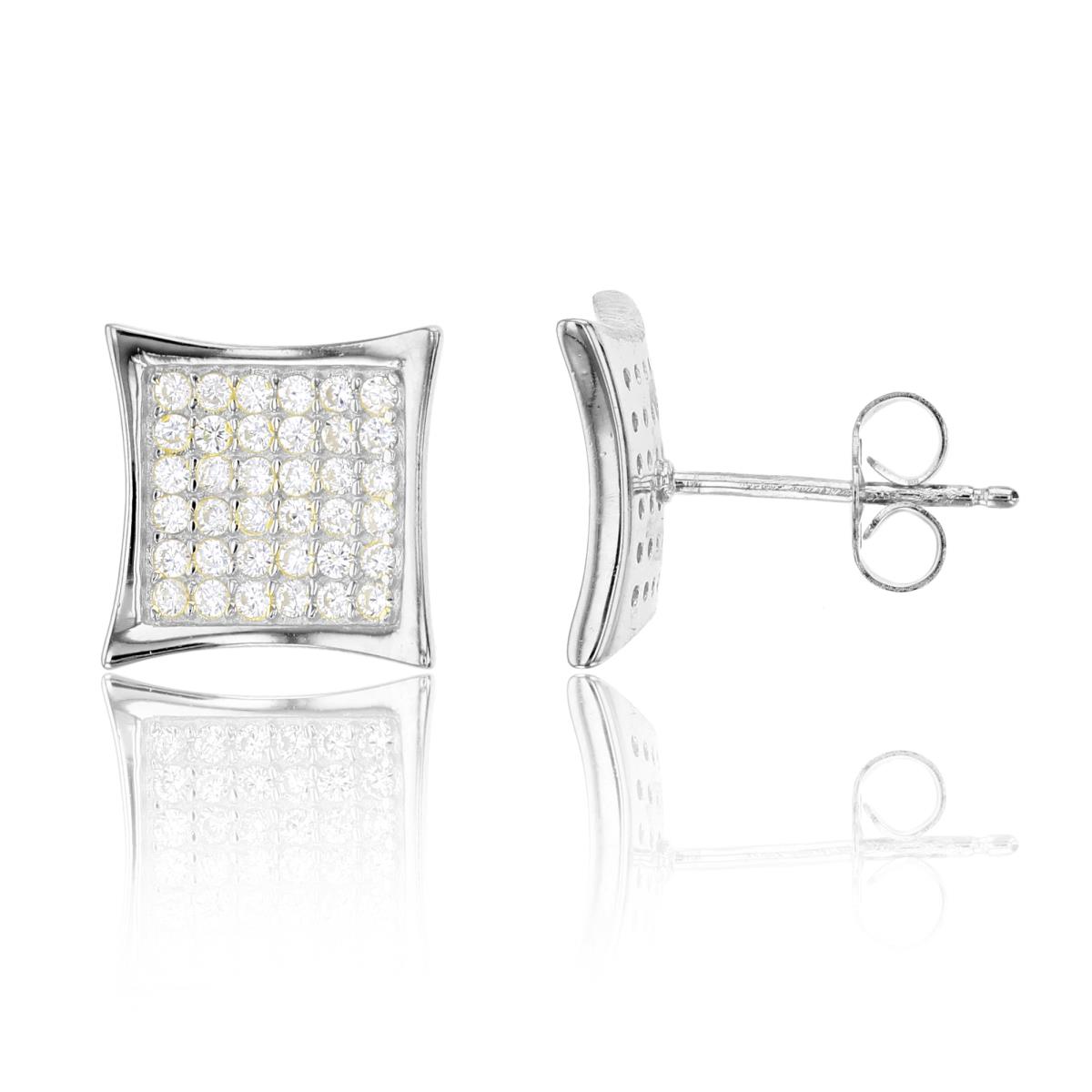 Sterling Silver 12x12mm Curved Square Stud Earring