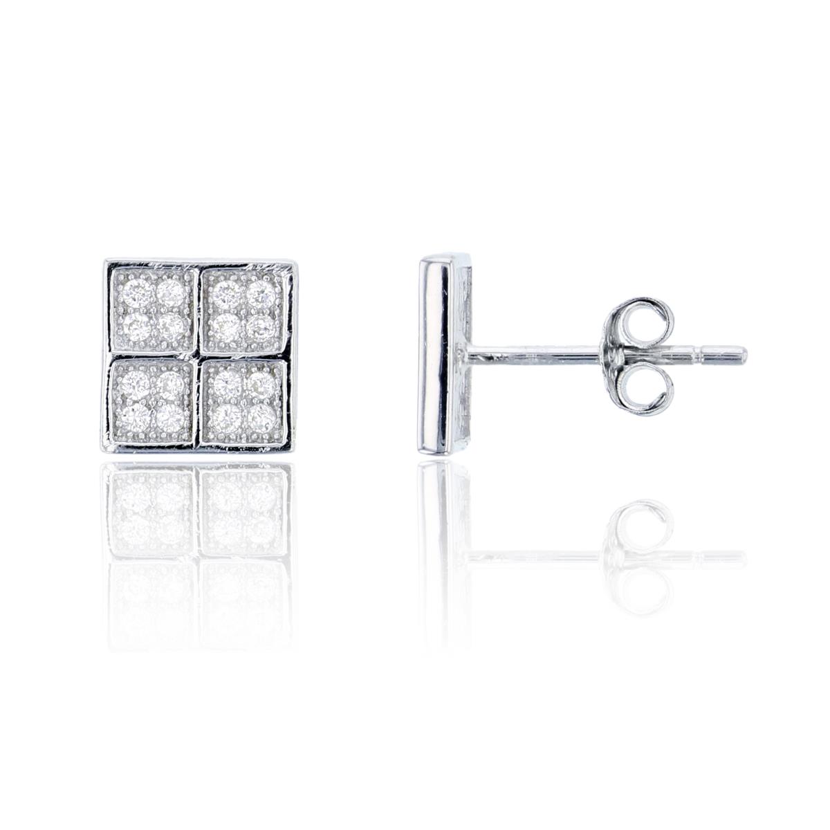 Sterling Silver 7.7x7.7mm Square Stud Earrings
