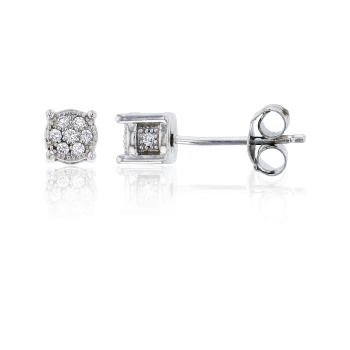 Sterling Silver 5mm Round Micropave Stud Earring