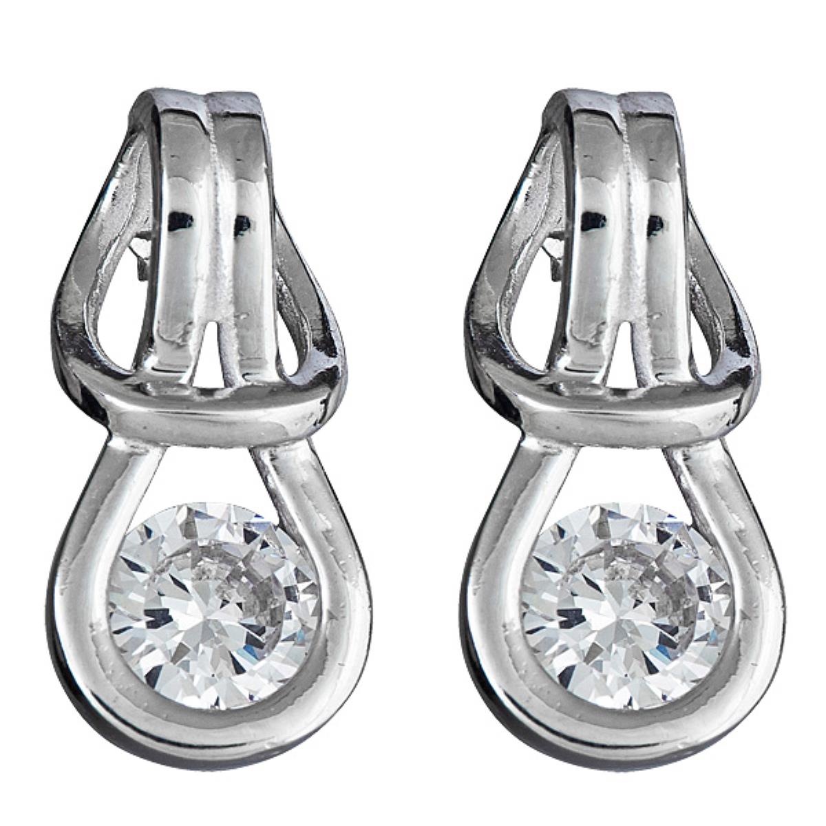 Sterling Silver White CZ 19x9mm Knot Stud Earring