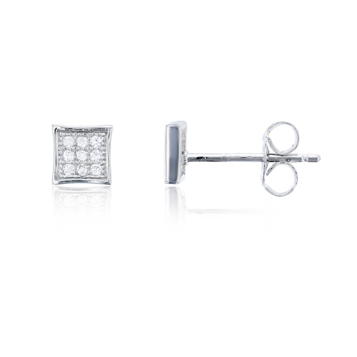 Sterling Silver 6mm Curved Square Stud Earring