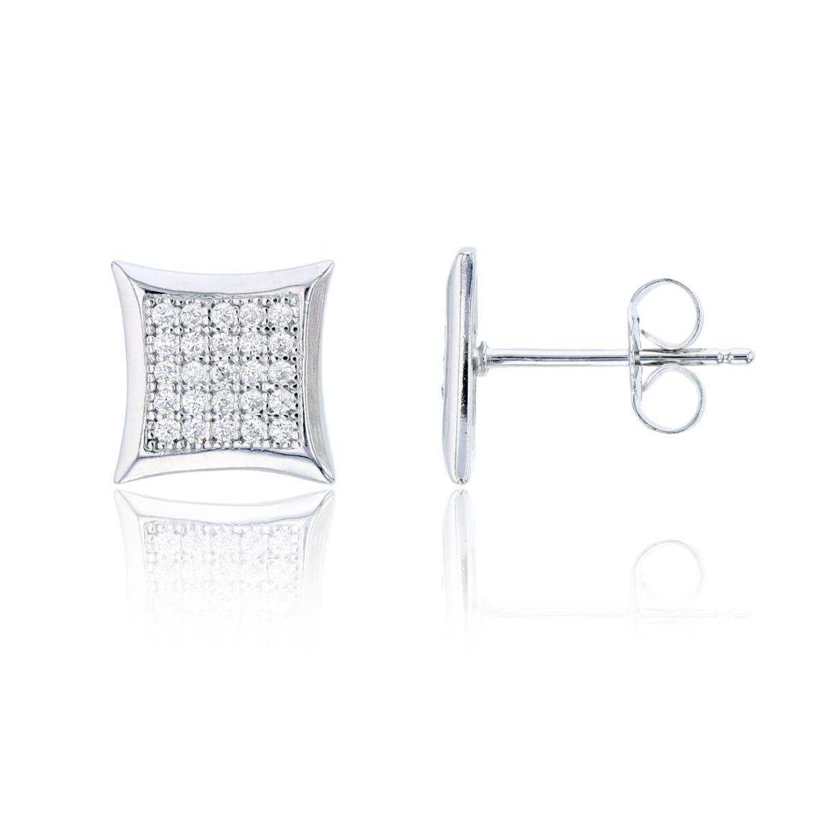 Sterling Silver 10mm Curved Square Stud Earring