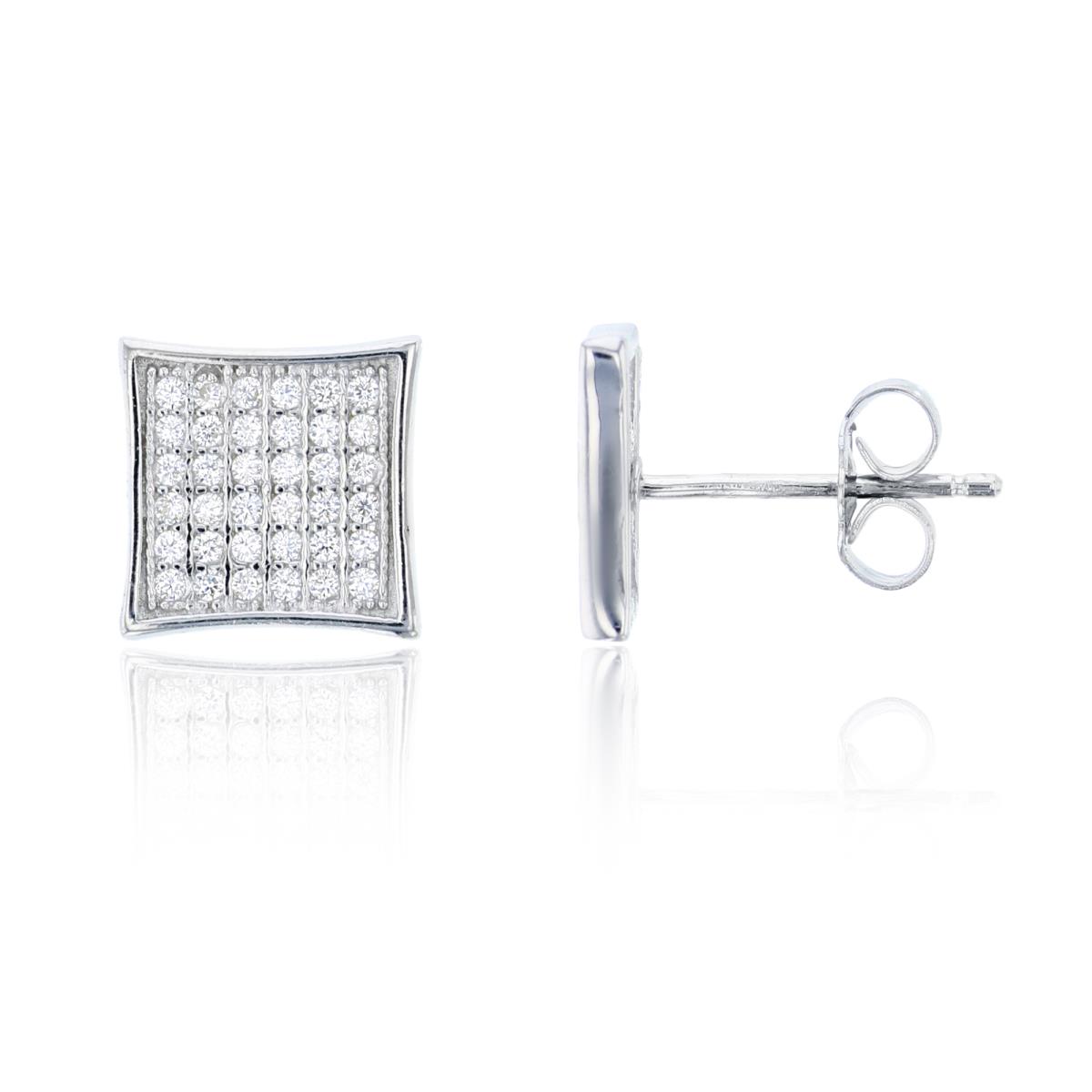 Sterling Silver 6x6mm Curved Square Stud Earring