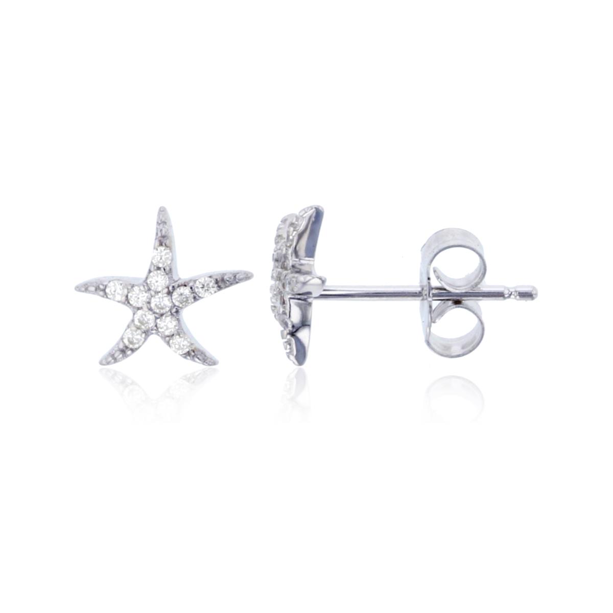 Sterling Silver 8.3mm Micropave Starfish Earring