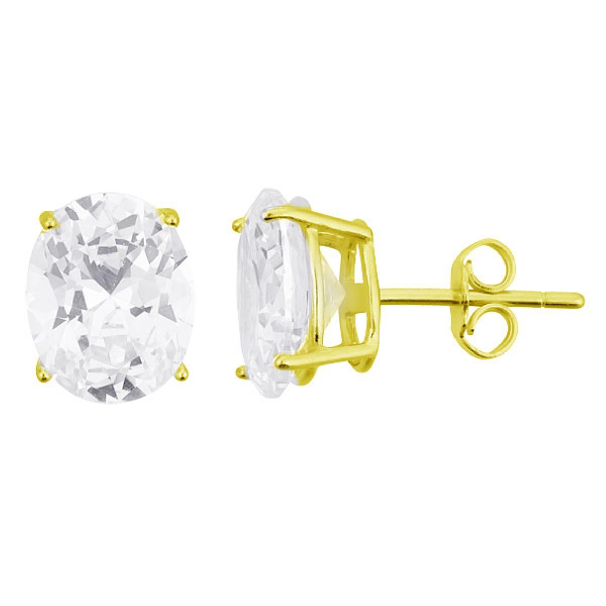 Sterling Silver Yellow 8x10mm AAA Oval Solitaire Stud
