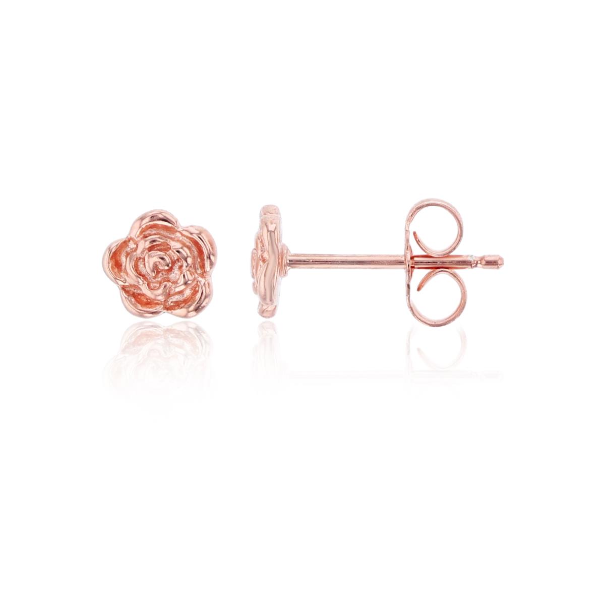 Sterling Silver 6mm Rose Flower Stud Earring
