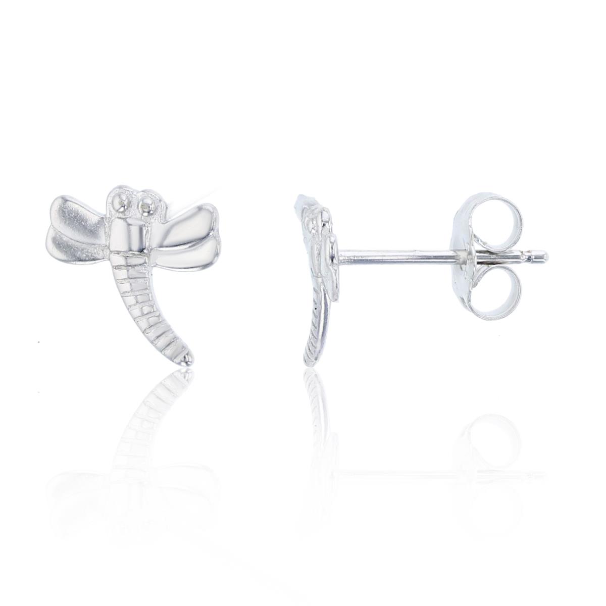 Sterling Silver Dragonfly 10x9.5mm Stud Earring