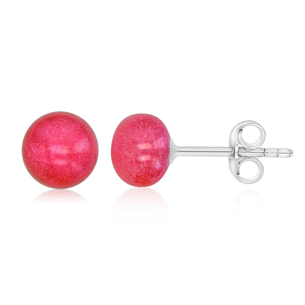 Sterling Silver 6-7MM FWP Cranberry Button Stud