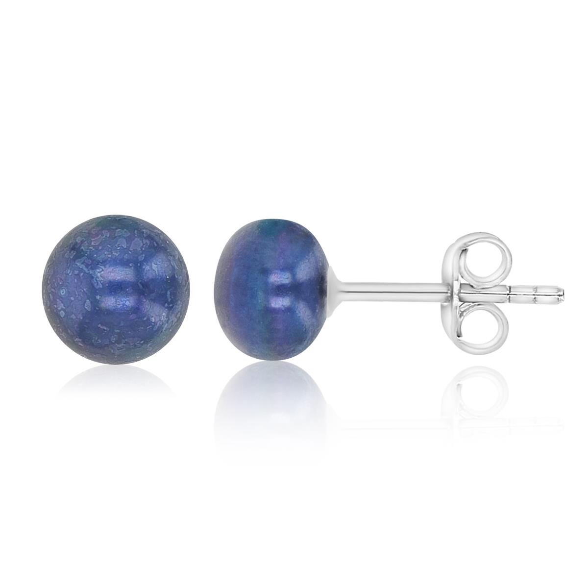 Sterling Silver 6-7MM FWP Peacock Button Stud