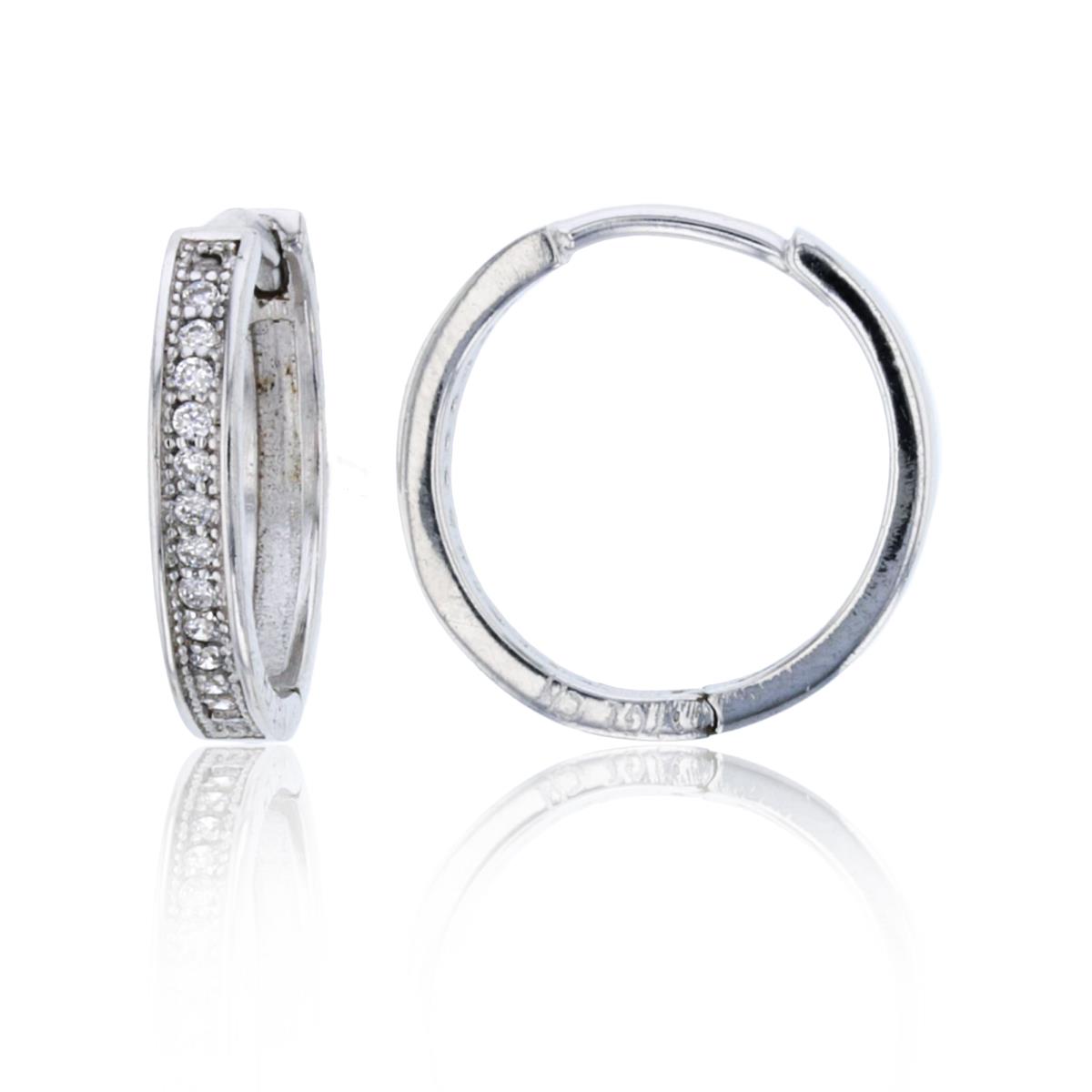 Sterling Silver 16x2.5mm Micropave Huggies