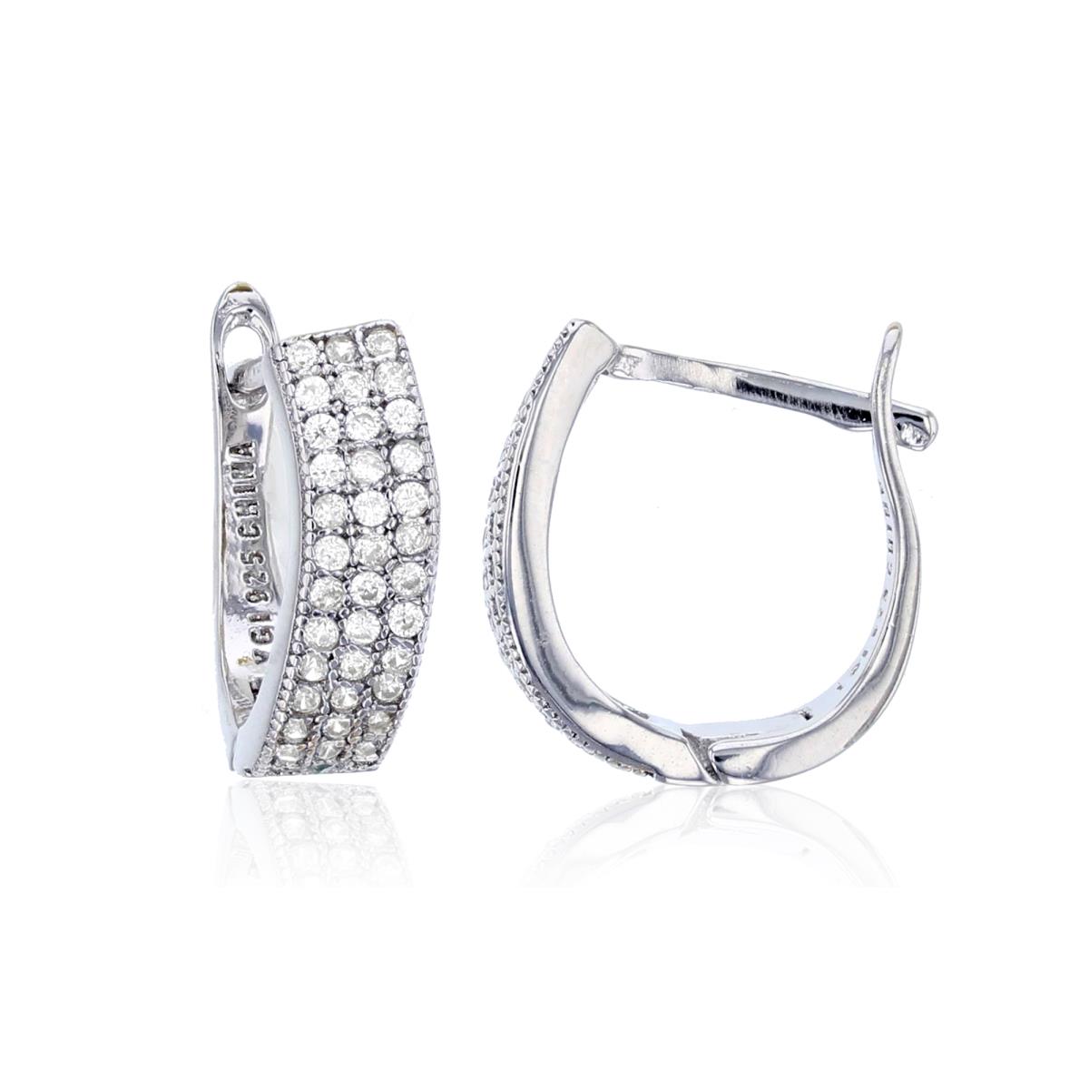 Sterling Silver 12.5x4mm Micropave Curved Huggies