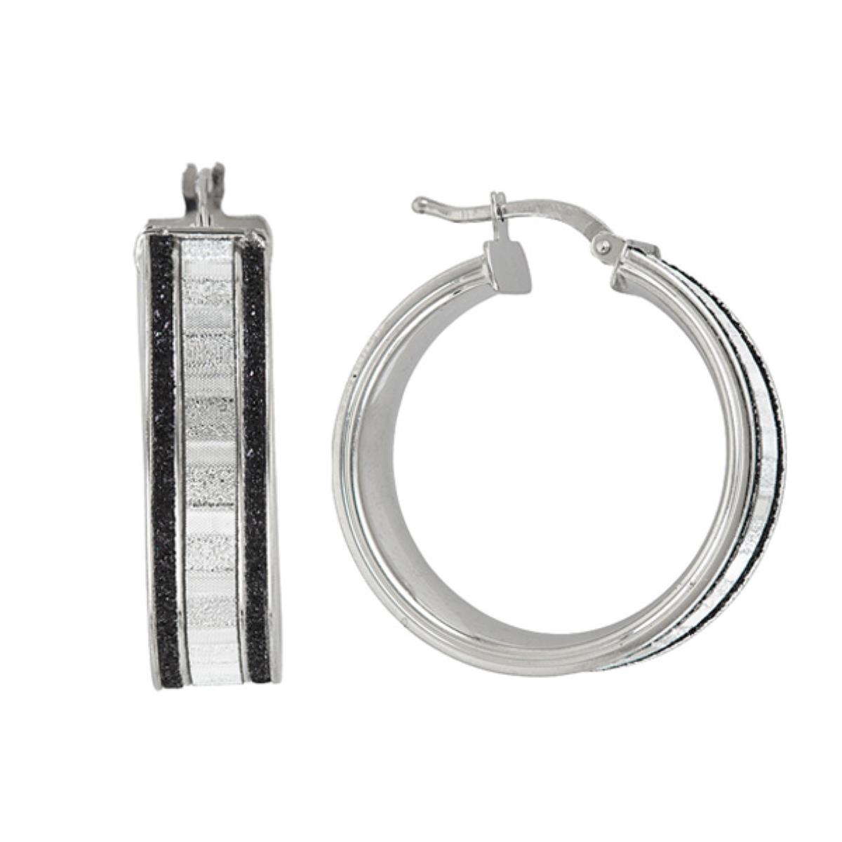 Sterling Silver 8x25MM BW Glitter Hoop