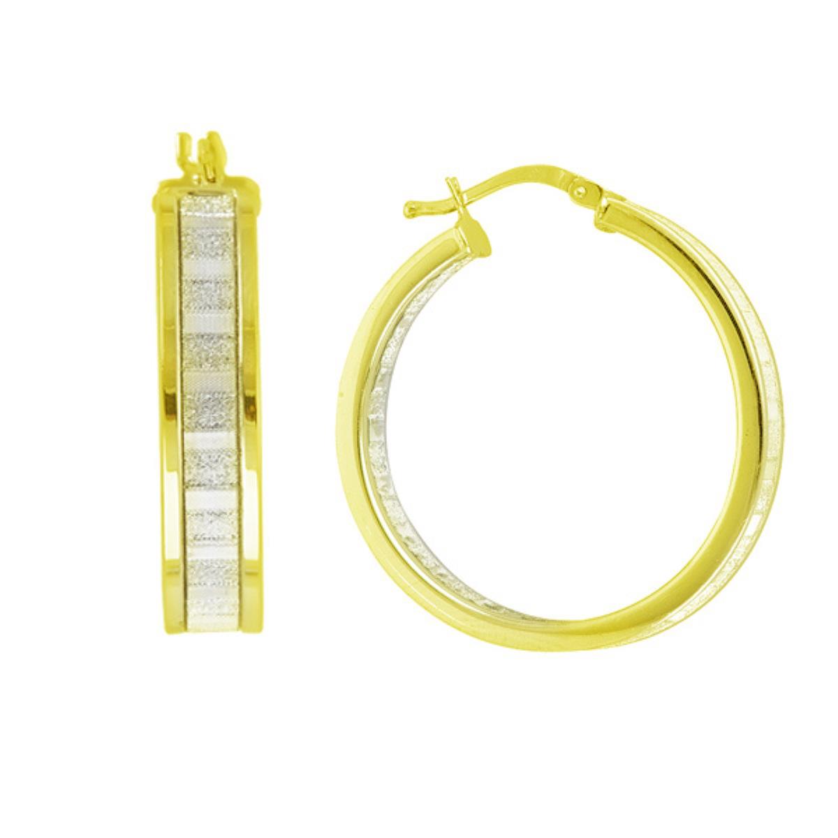 Sterling Silver Yellow 6x30MM Glitter Hoop