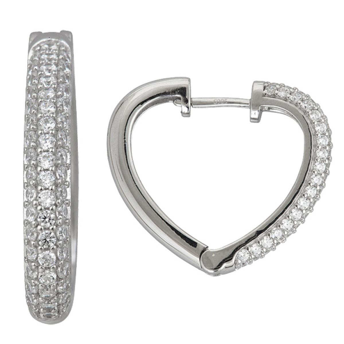 Sterling Silver Micropave Heart Hoop