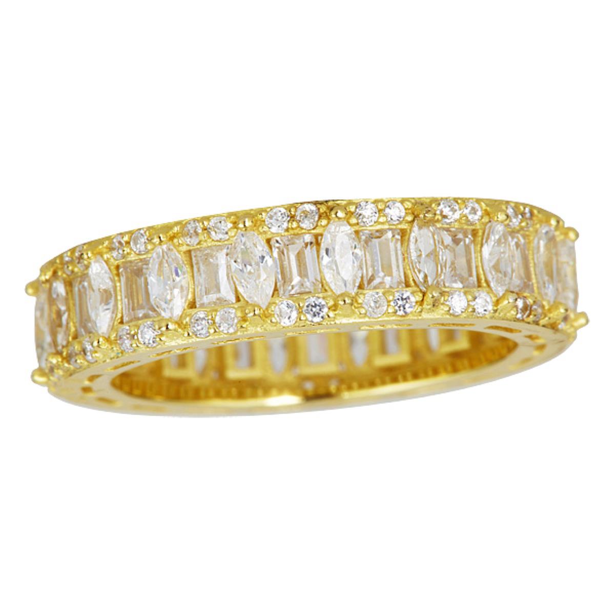 Sterling Silver Yellow  6mm Multi Stone Eternity Band
