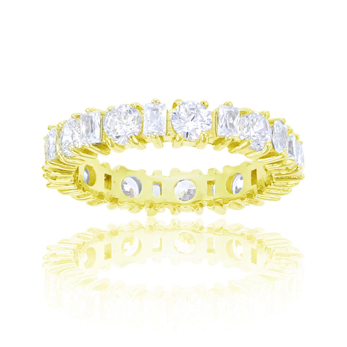 Sterling Silver Yellow Round & Bagguette 4.5mm  Eternity Ring