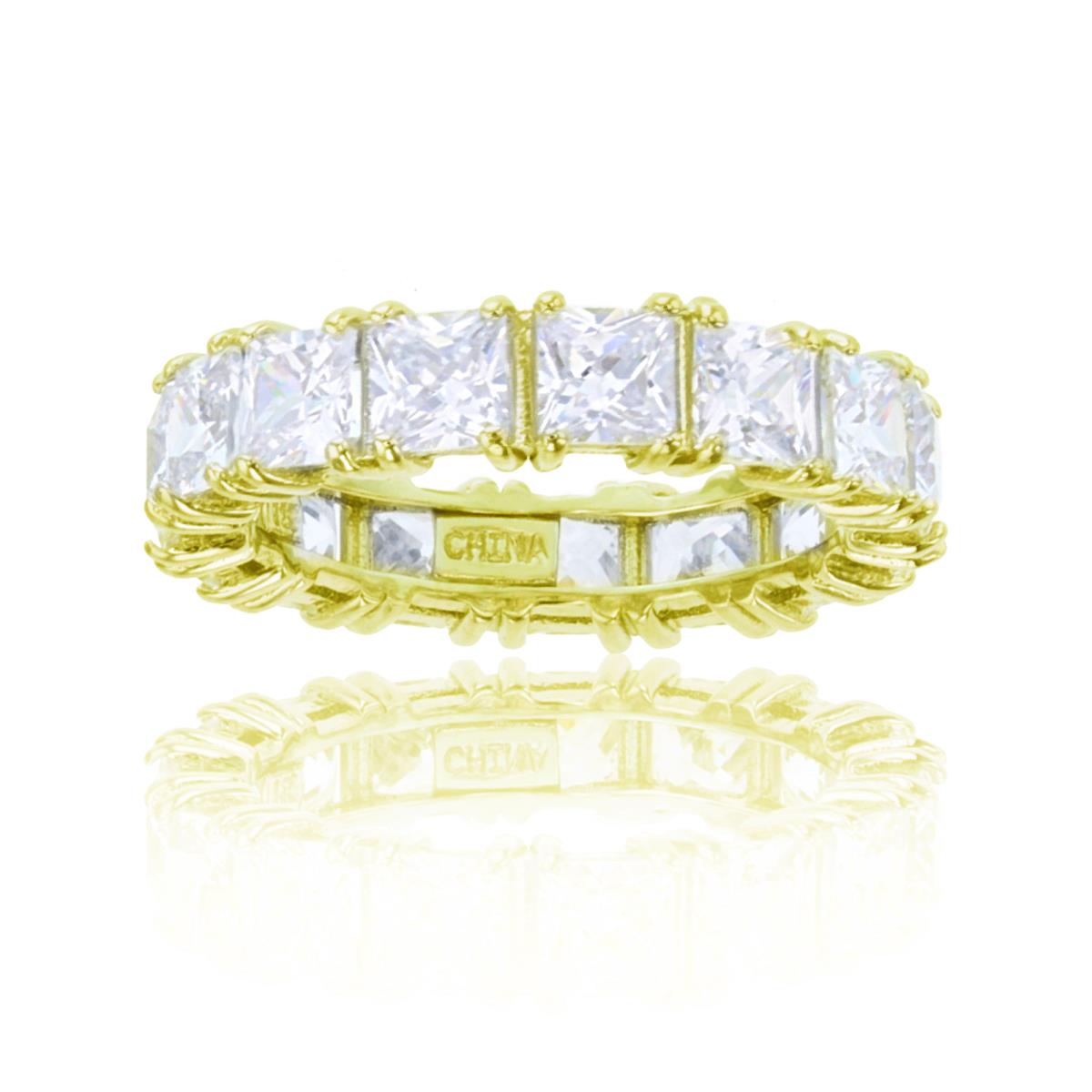 Sterling Silver Yellow 4mm Princess Cut Eternity Ring