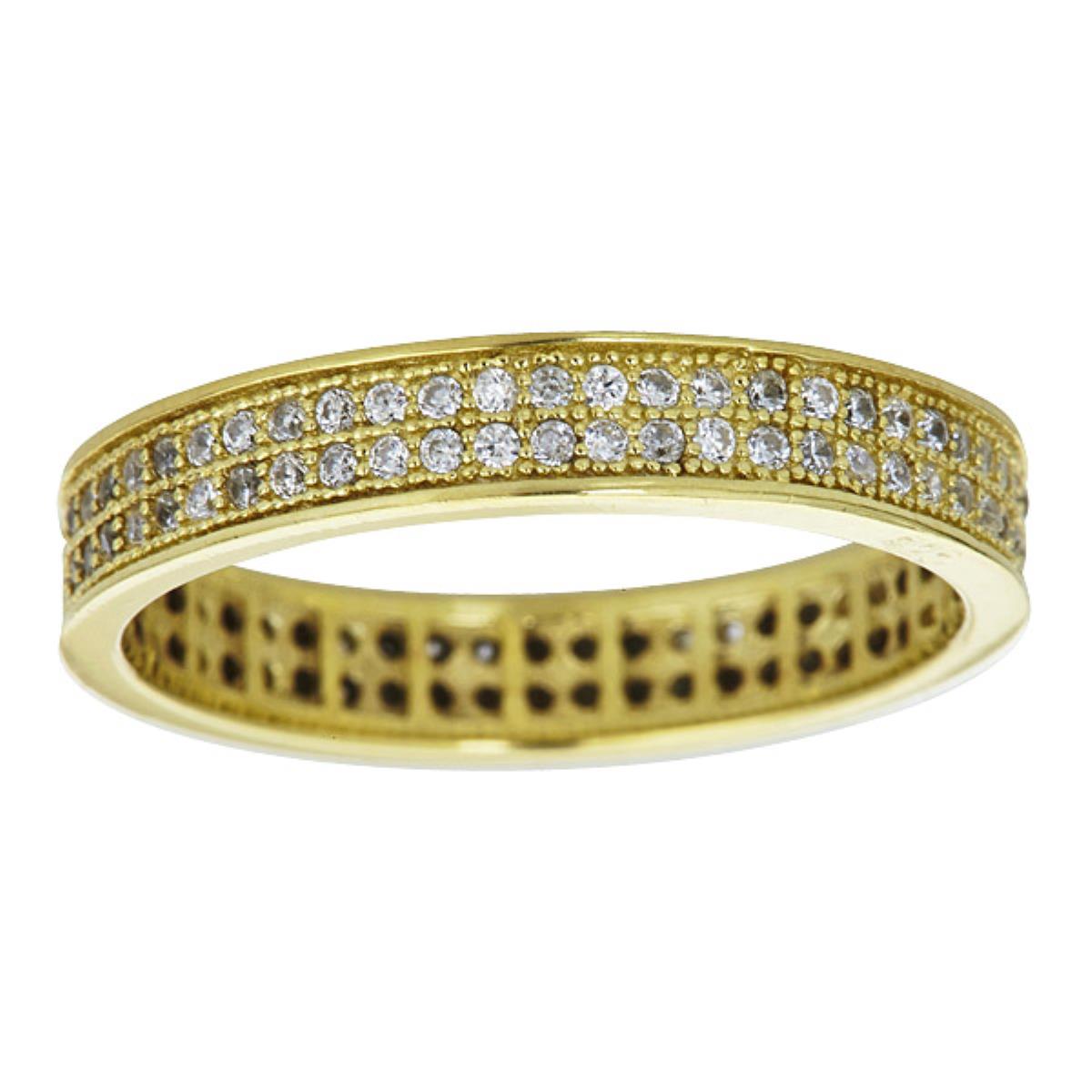Sterling Silver Yellow 4mm  2 Row Micropave Eternity Ring