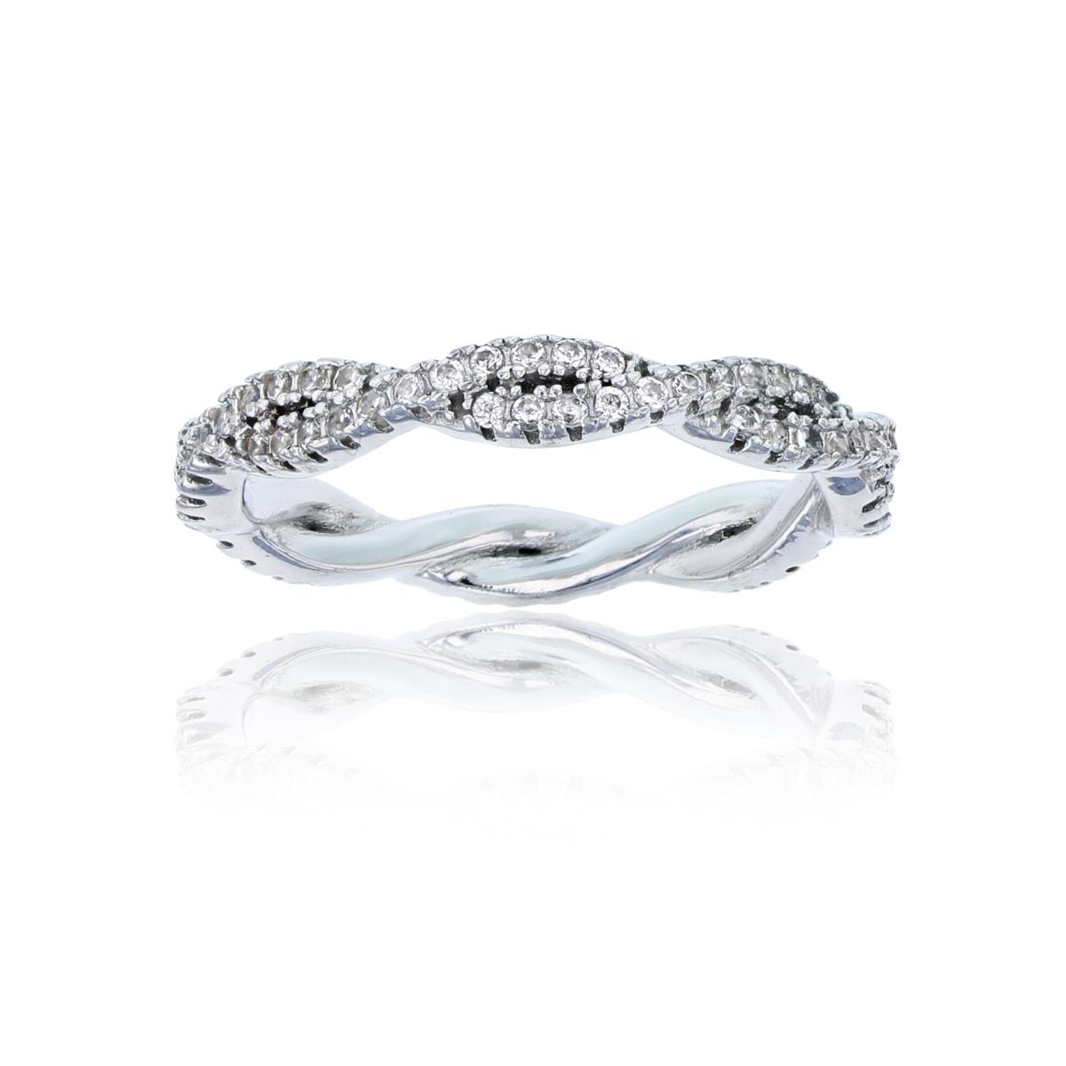 Sterling Silver  Rhodium 3.6mm Pave Weave Eternity Ring
