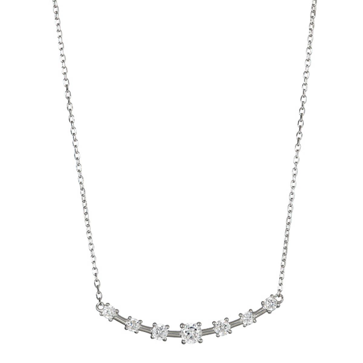 Sterling Silver Rhodium 35mm Curved Bar 18" Necklace
