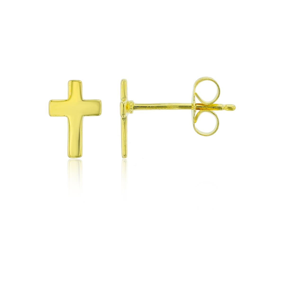 Sterling Silver Yellow 9x6mm Polished Cross Stud Earring