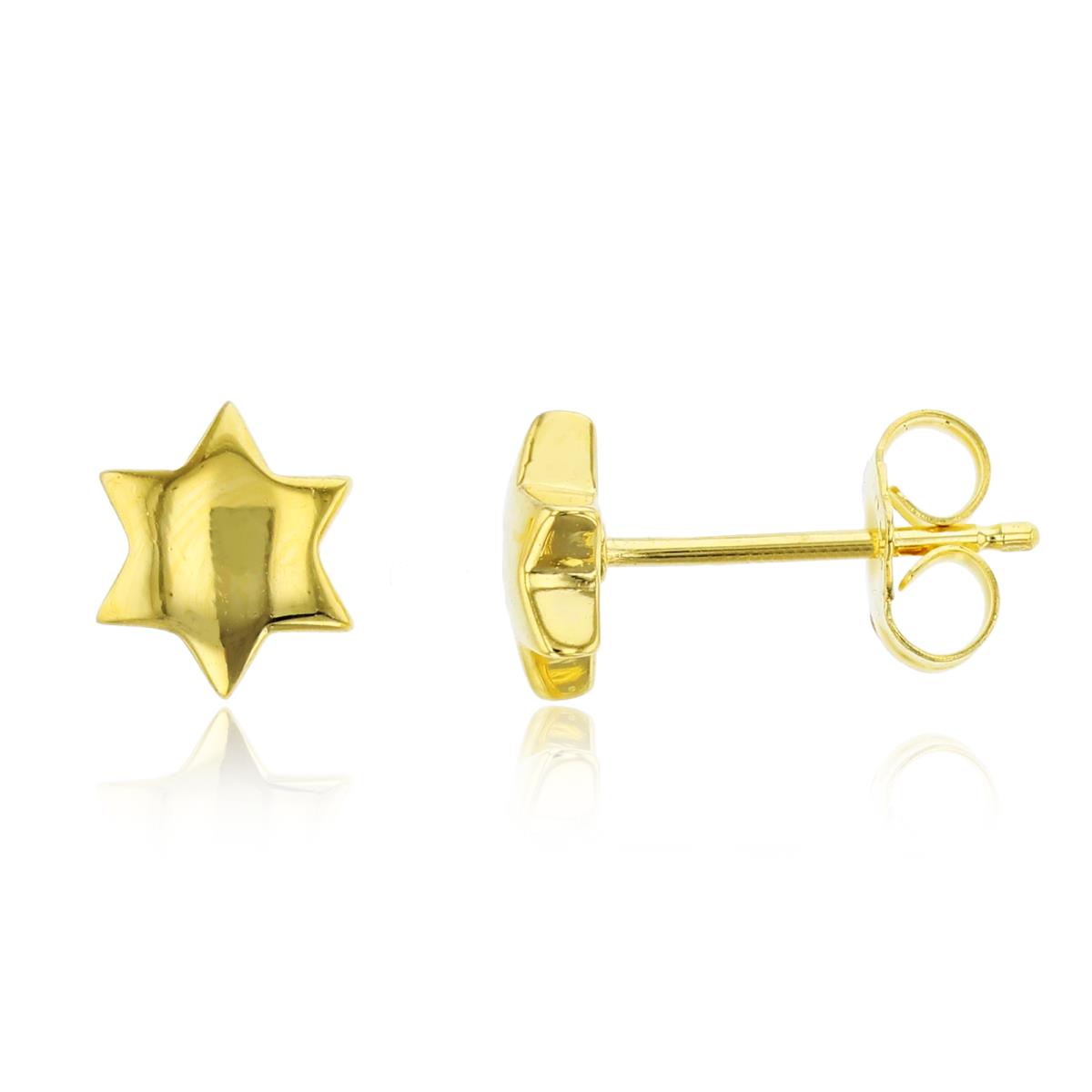 Sterling Silver Yellow 8mm  Star Stud Earring
