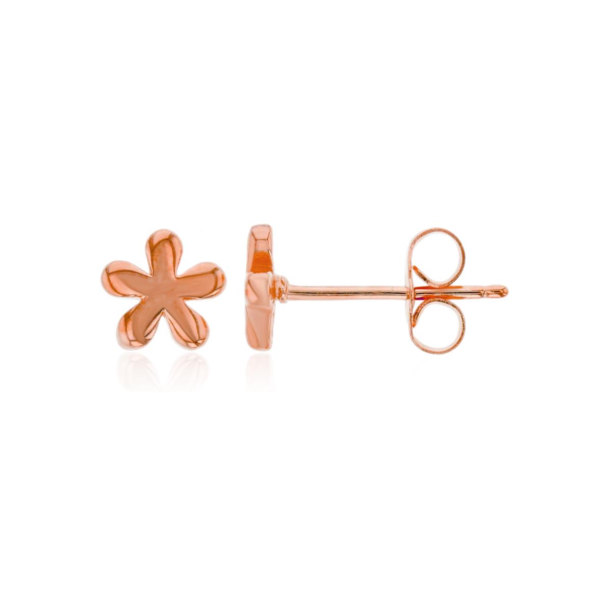 Sterling Silver Rose 6x6mm Flower Stud  Earrings