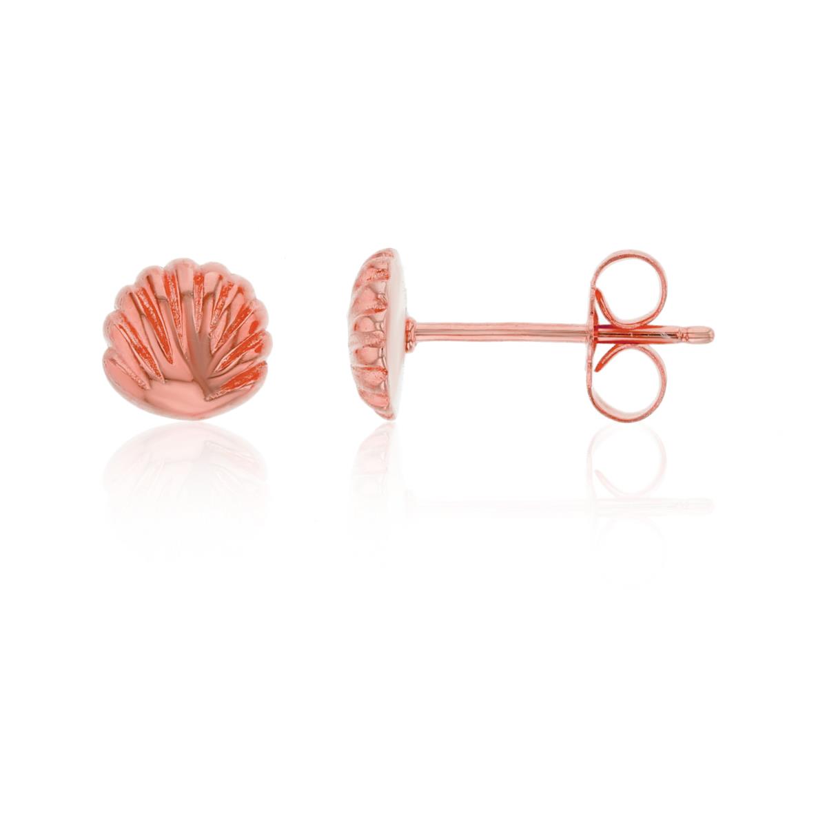 Sterling Silver Rose 6x5mm Sea Shell Stud Earrings
