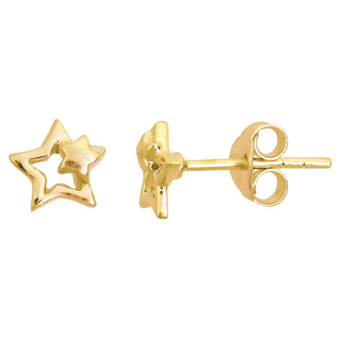 Sterling Silver Yellow Star Stud Earring