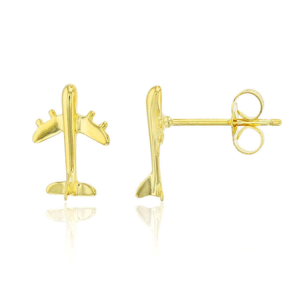 Sterling Silver Yellow Airplane Studs