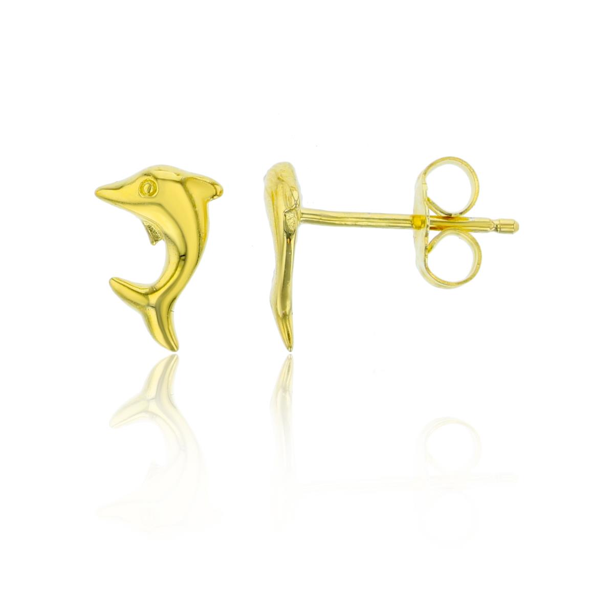 Sterling Silver Yellow Dolphin Stud