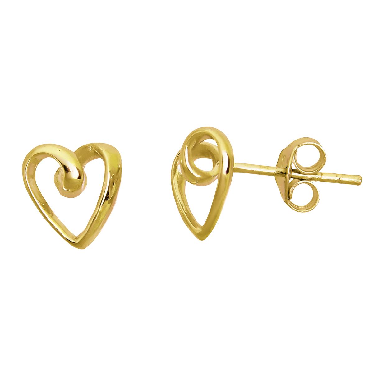 Sterling Silver Yellow Heart Stud