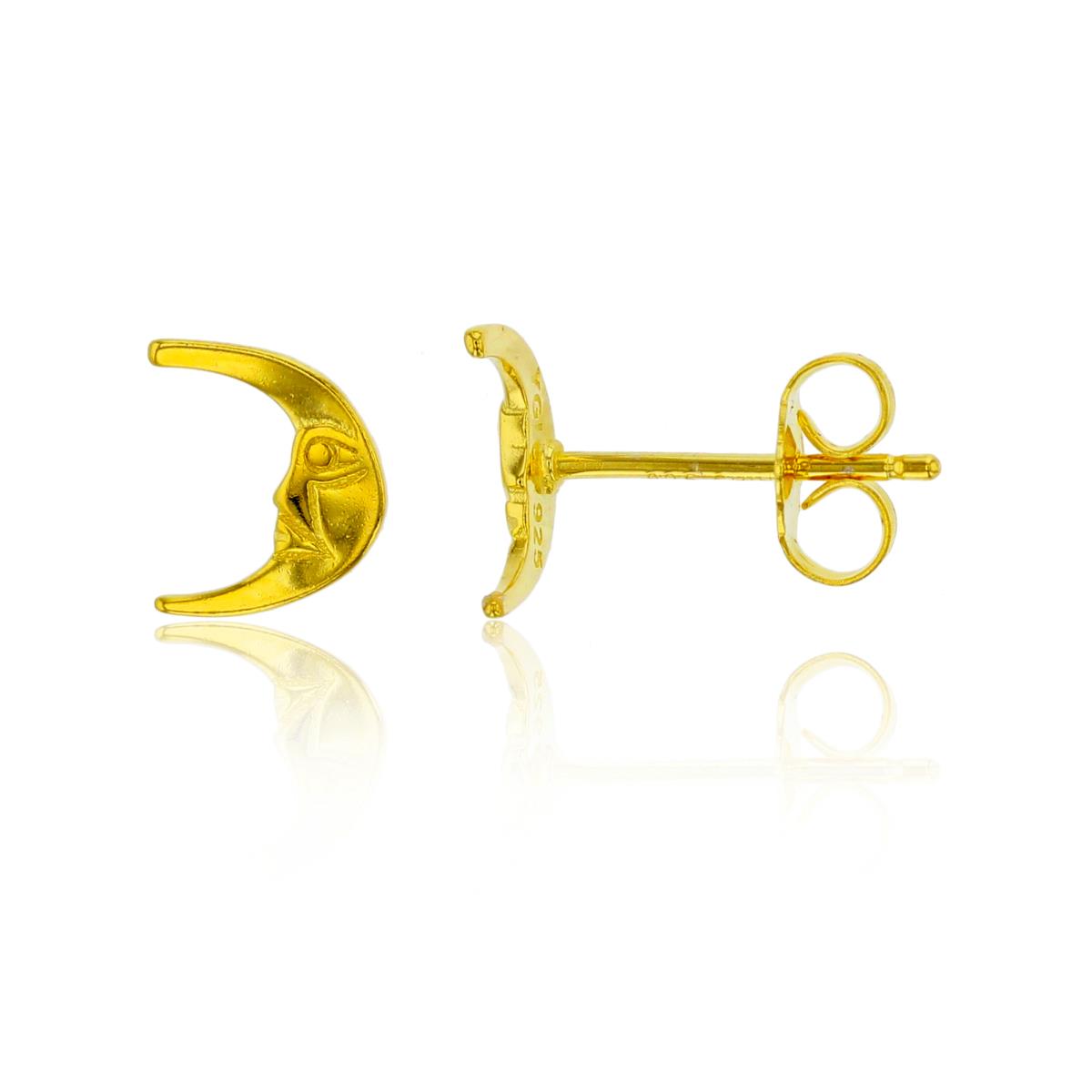 Sterling Silver Yellow Moon Stud