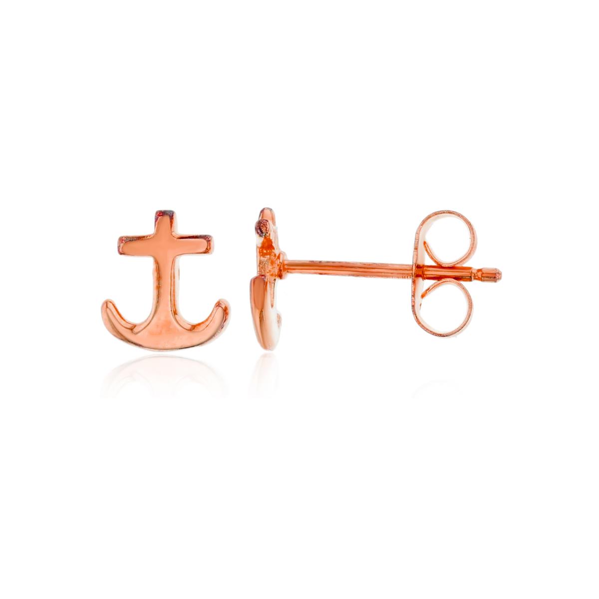Sterling Silver Rose Anchor Stud