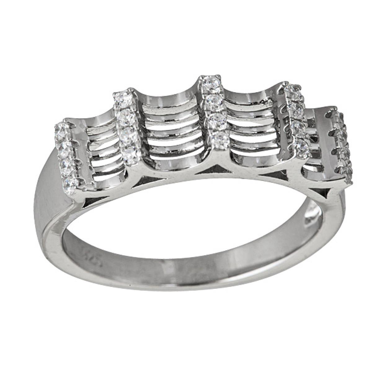 Sterling Silver Pave Valley Fash Ring
