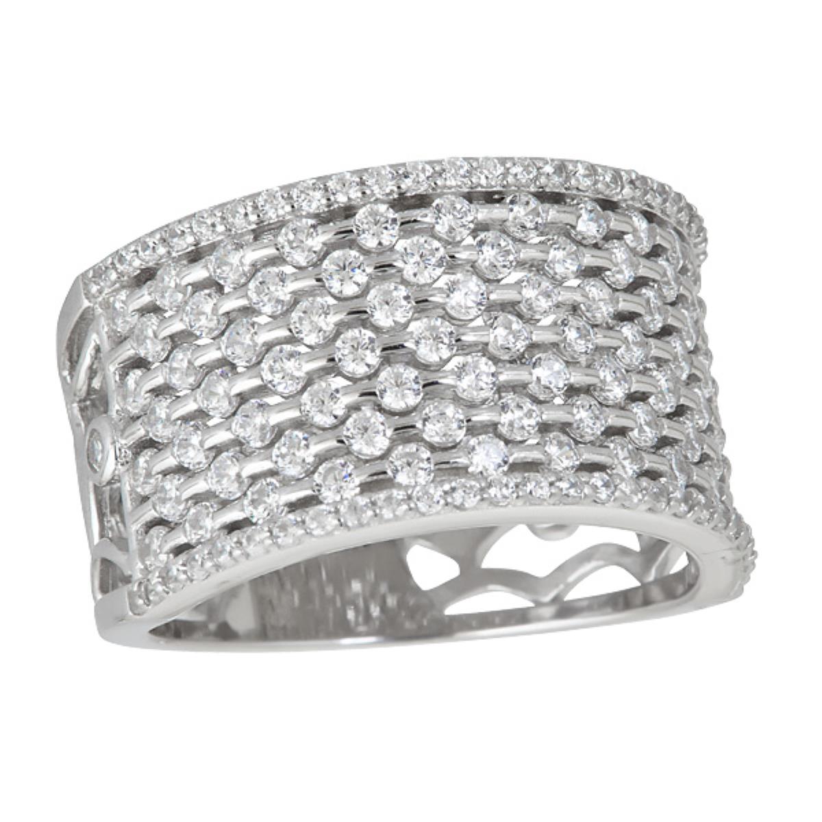 Sterling Silver Pave Fash Ring