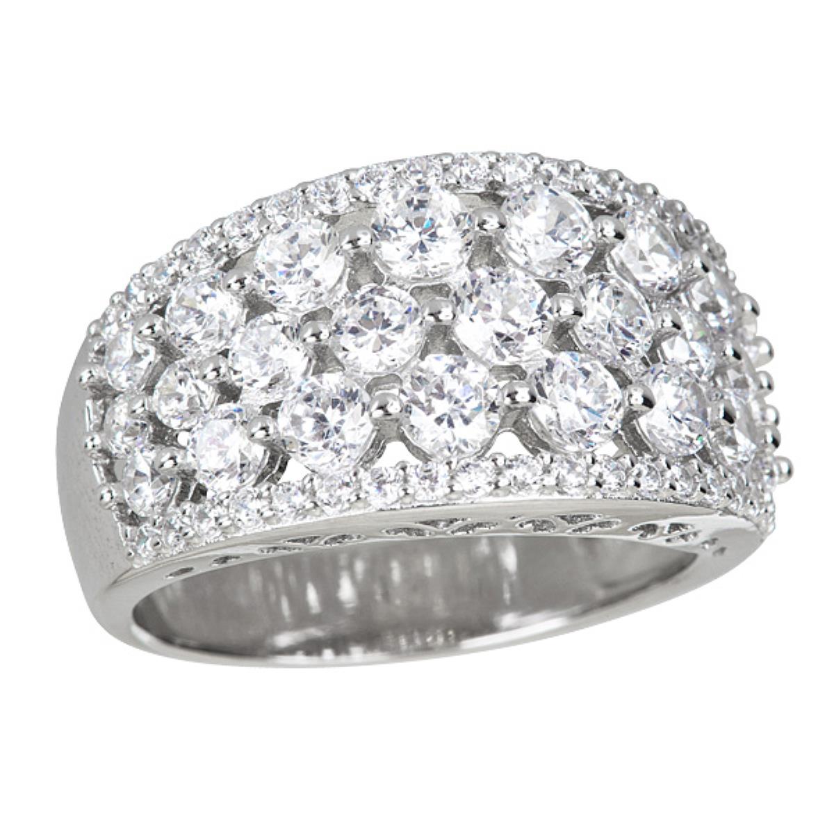Sterling Silver Pave Concave Fash Pave Ring