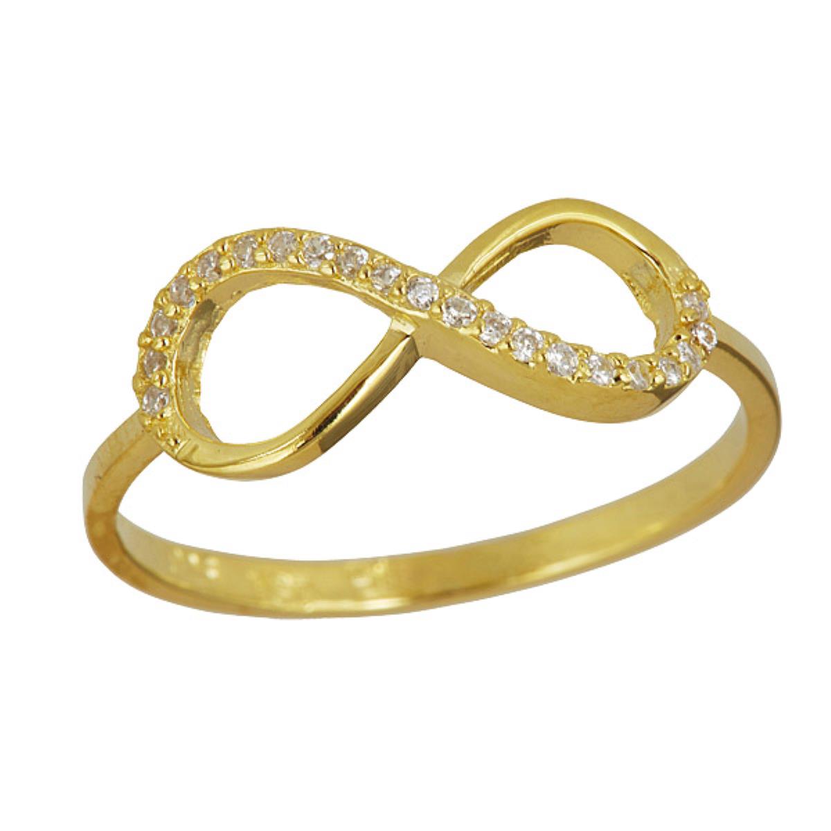 Sterling Silver Yellow Pave Infinity Ring