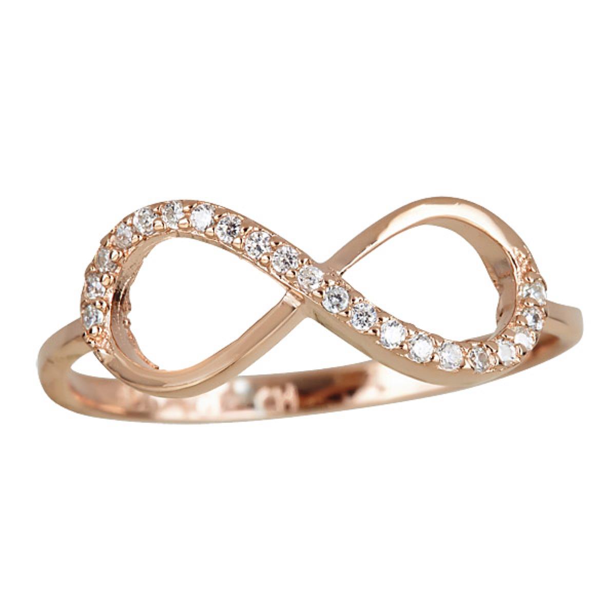 Sterling Silver Rose Pave Infinity Ring