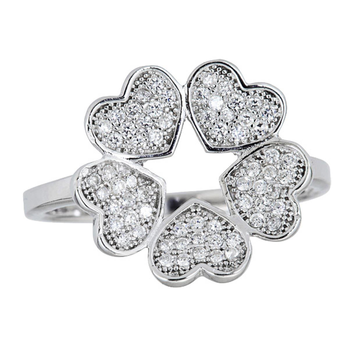 Sterling Silver Floral Hearts Ring