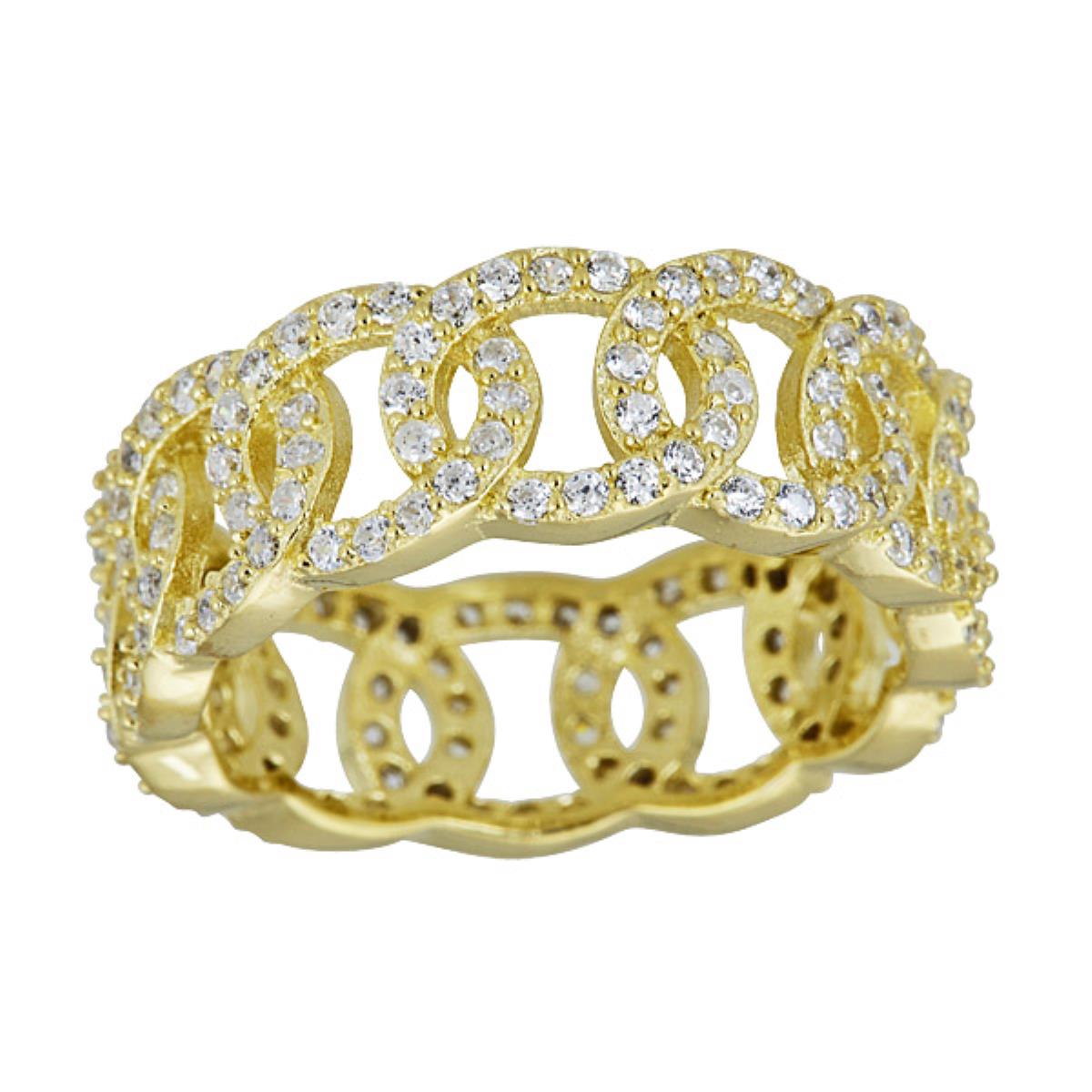 Sterling Silver Yellow Olympic Pave Ring