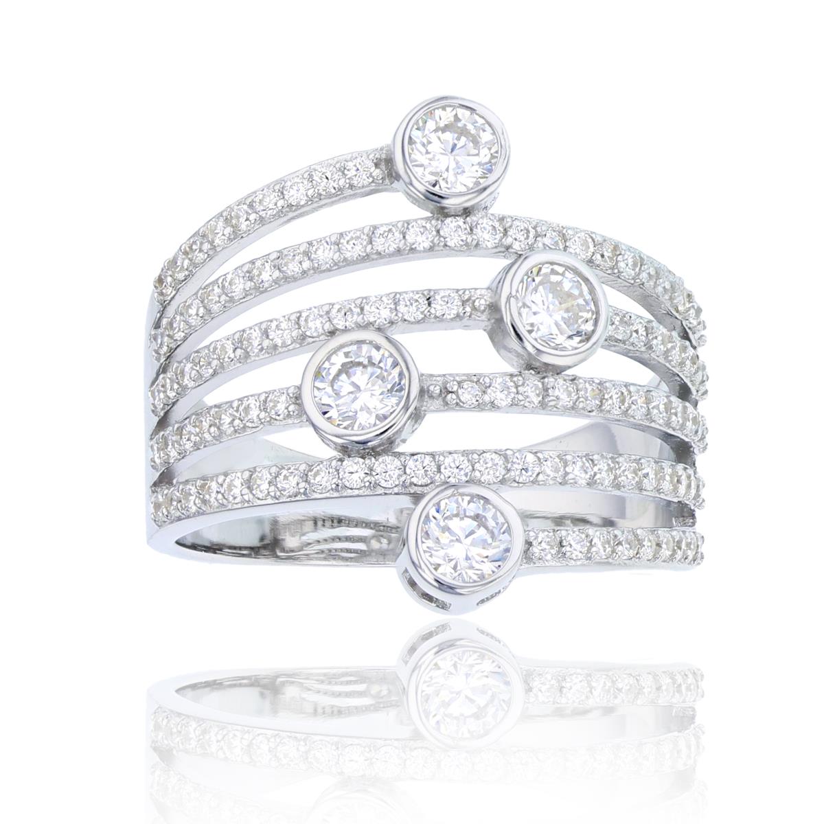 Sterling Silver Vertical Bezel Fashion Ring