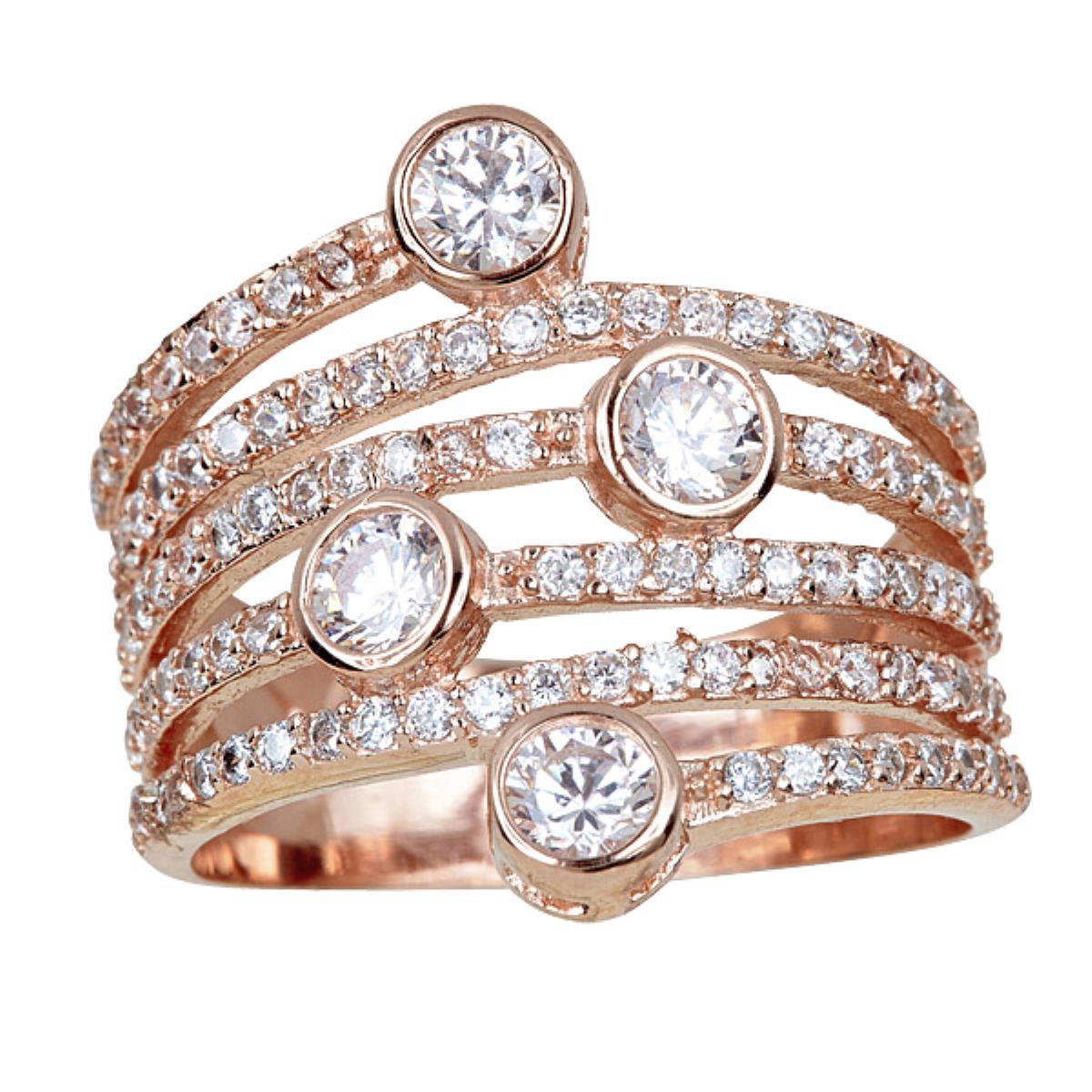 Sterling Silver Rose Vertical Bezel Fashion Ring